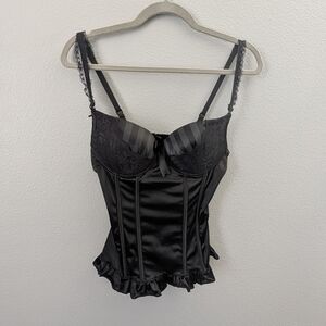 Elegant Black Satin Corset Top
